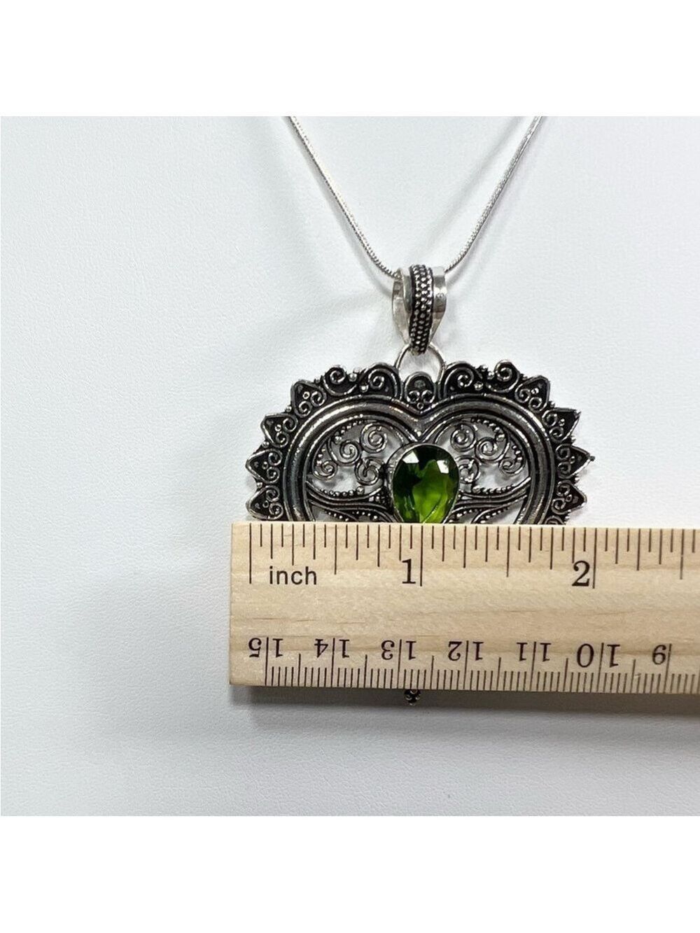 Peridot Rope Design 925 Pendant Bracelet Earrings & Chain (synthetic stones) - Picture 7 of 11